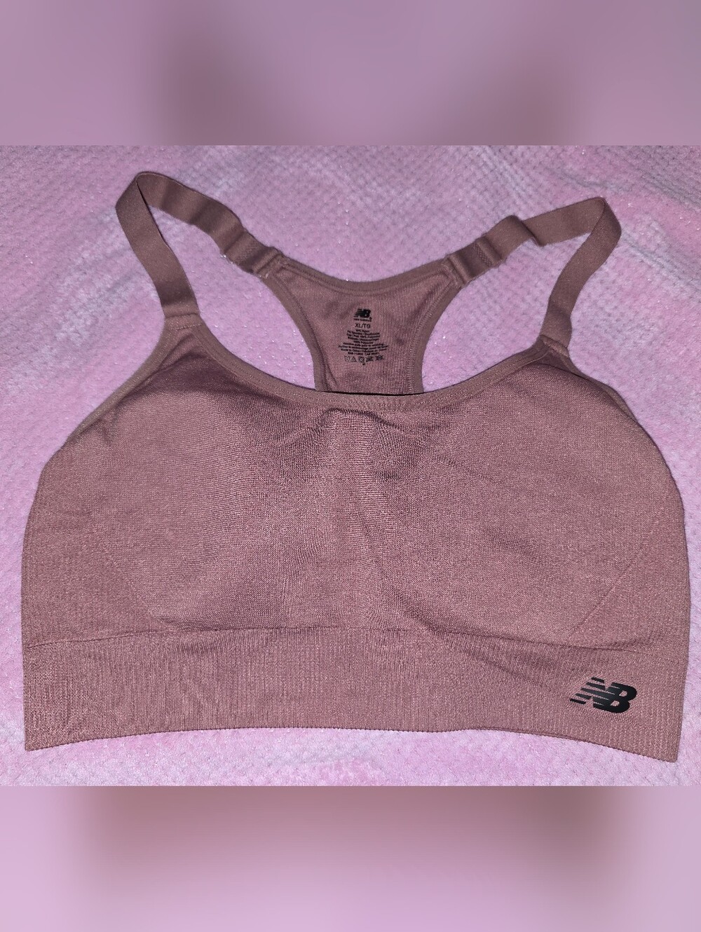 New Balance Mauve Pink Seamless Racerback Sports Bra